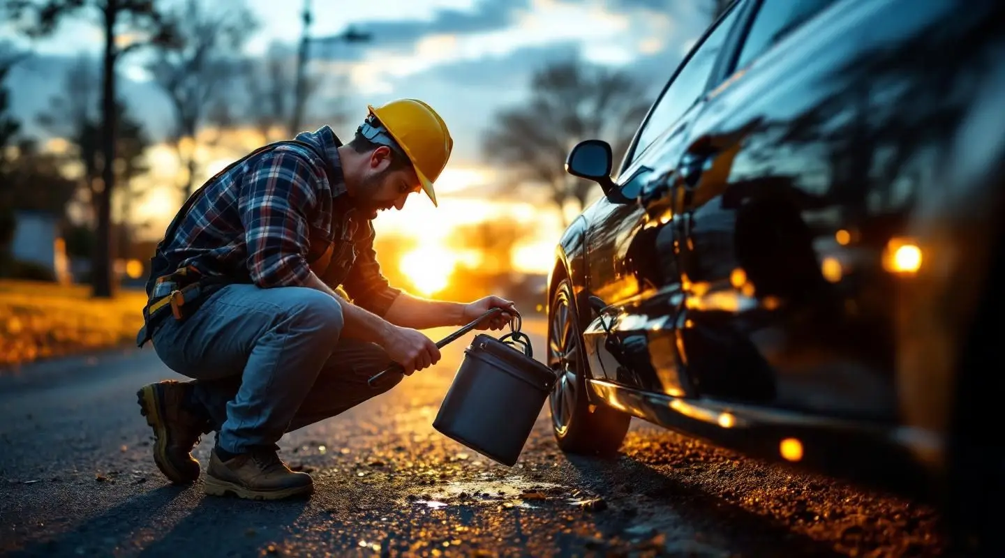 Professional roadside technician using specialized lockout tools to safely unlock a sedan door in North York ON.