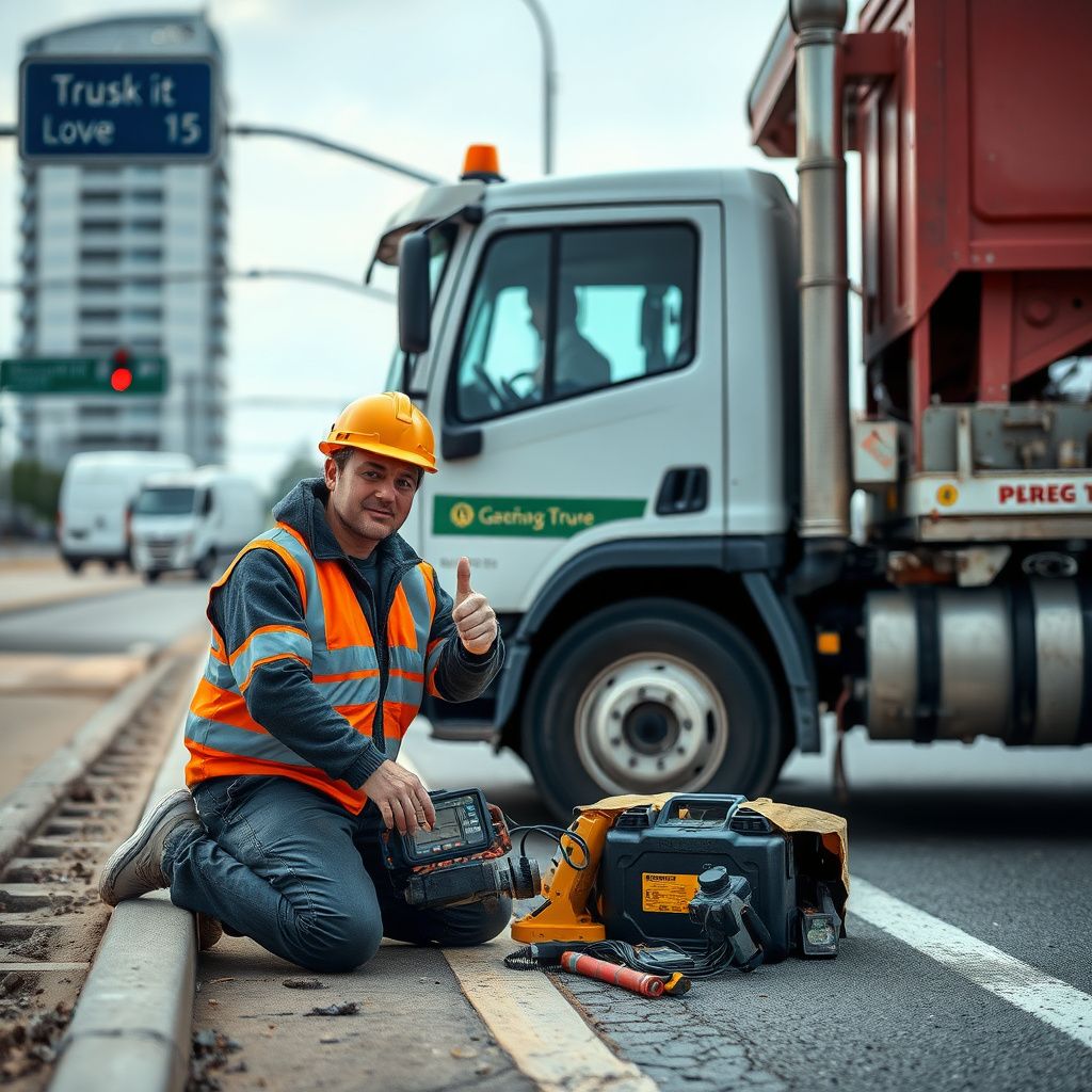A professional tow truck operator securing a car onto a flatbed tow truck in Mississauga.